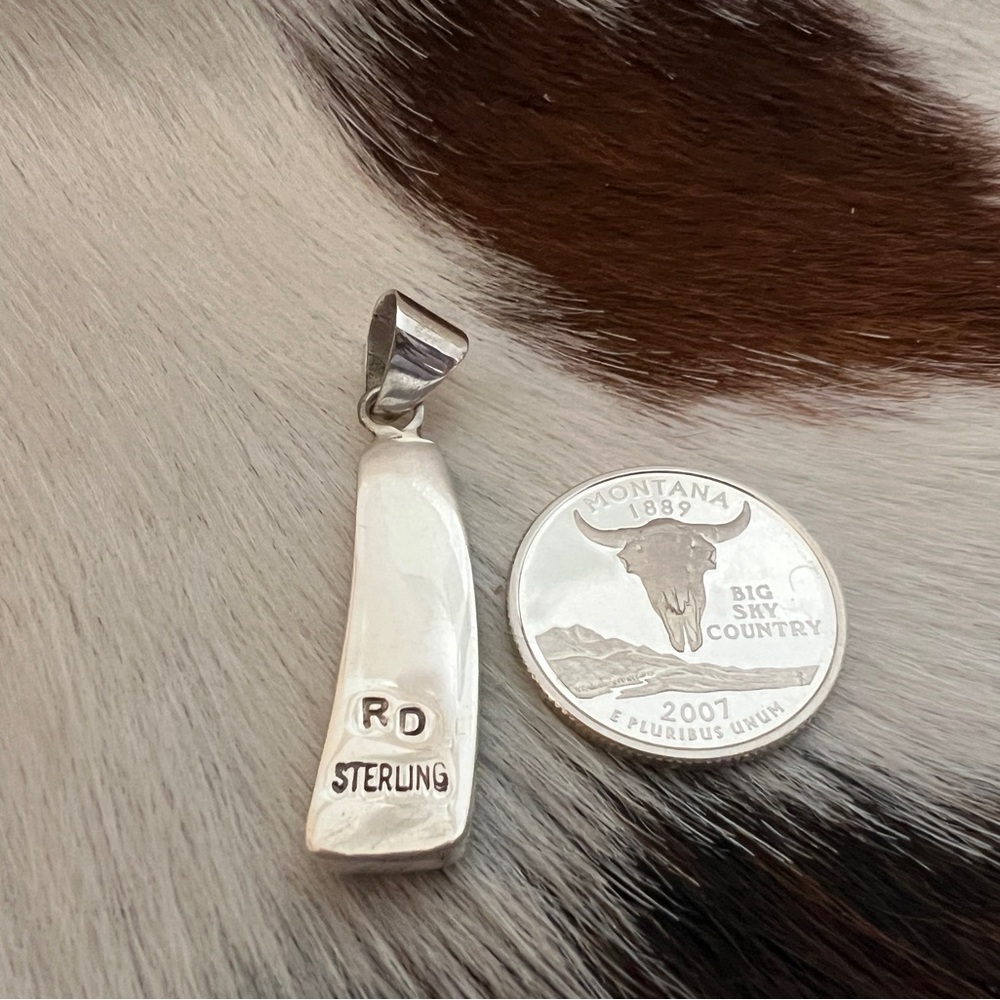 ❤️ Signed “RD” Native Zuni Inlaid Galaxy Sterling Kachina Cosmic Pendant 1.71”L - Picture 8 of 14